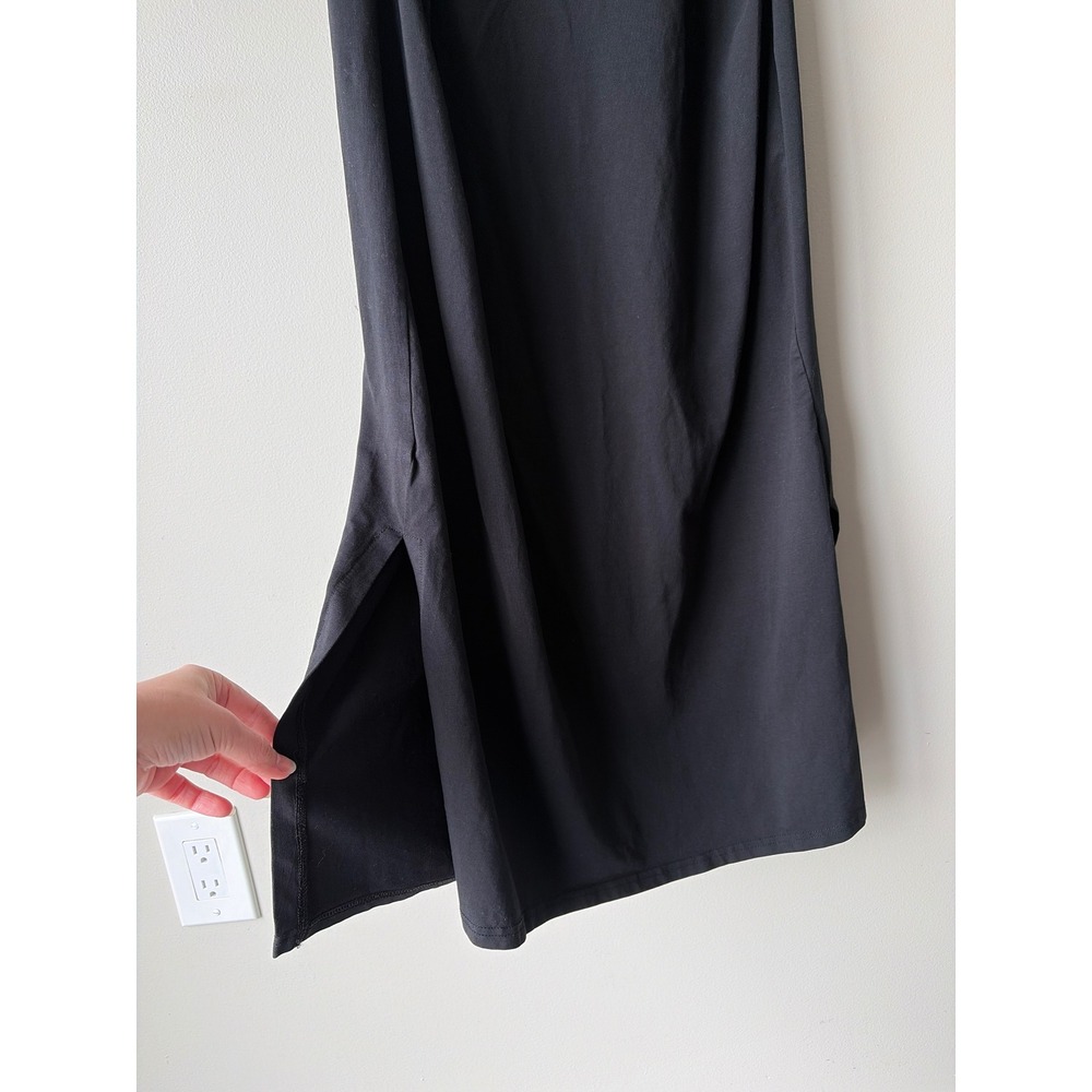 Pact Organic Cotton Midi Dress Black Sleeveless Side Slits Women's Large - Picture 2 of 6